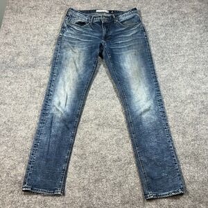 Departwest Trouper Straight Leg Jeans Mens 33x32 Blue Whiskering Denim Cotton
